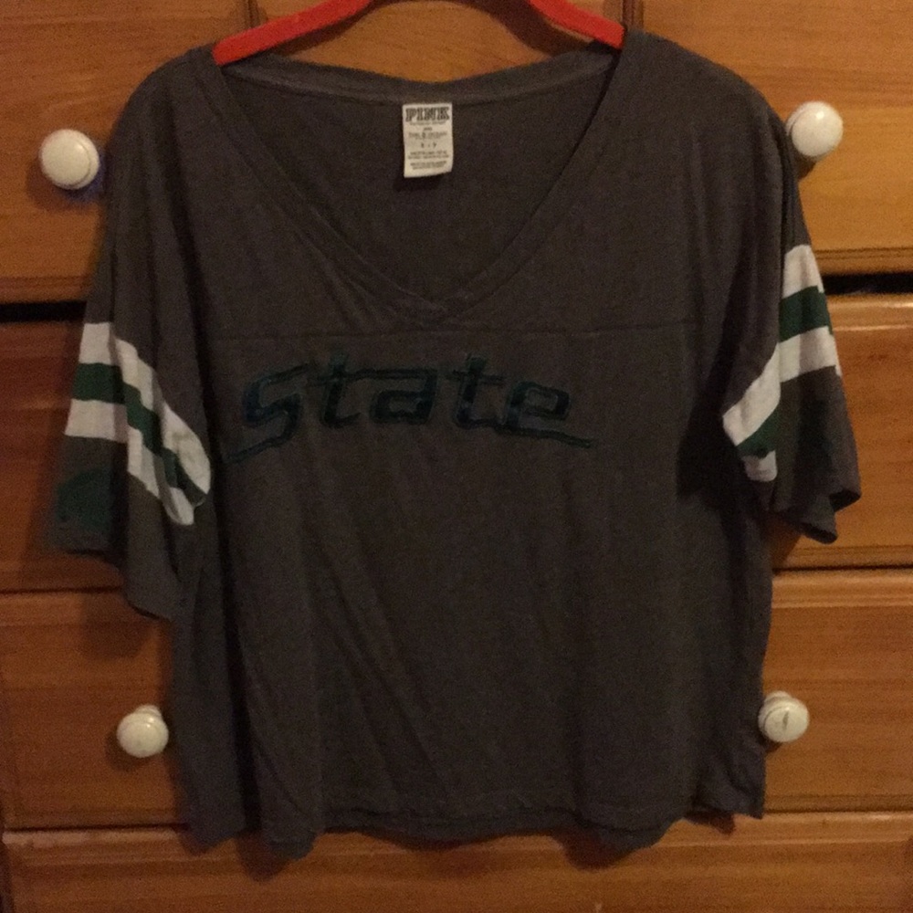 VS PINK Grey Michigan State T-Shirt - Size Small